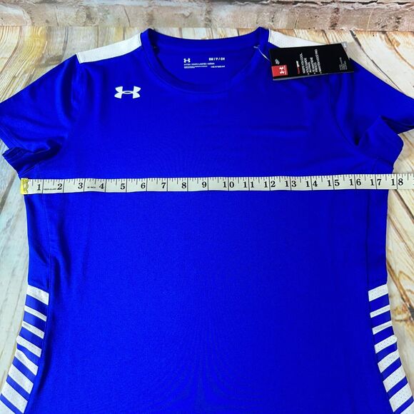 NEW Under Armour FITTED Womens Size Small Blue HeatGear Athletic T Shirt Top Tee - Picture 5 of 10